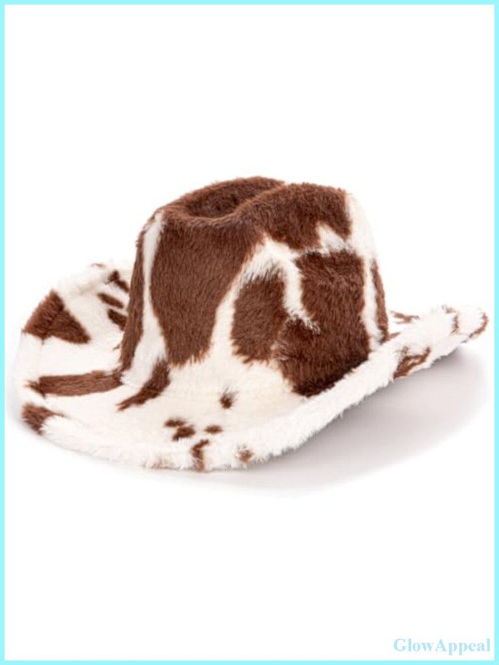 Women's Fuzzy Cow Print Cowboy Hat with Wide Brim, Adjustable, Warm Winter
